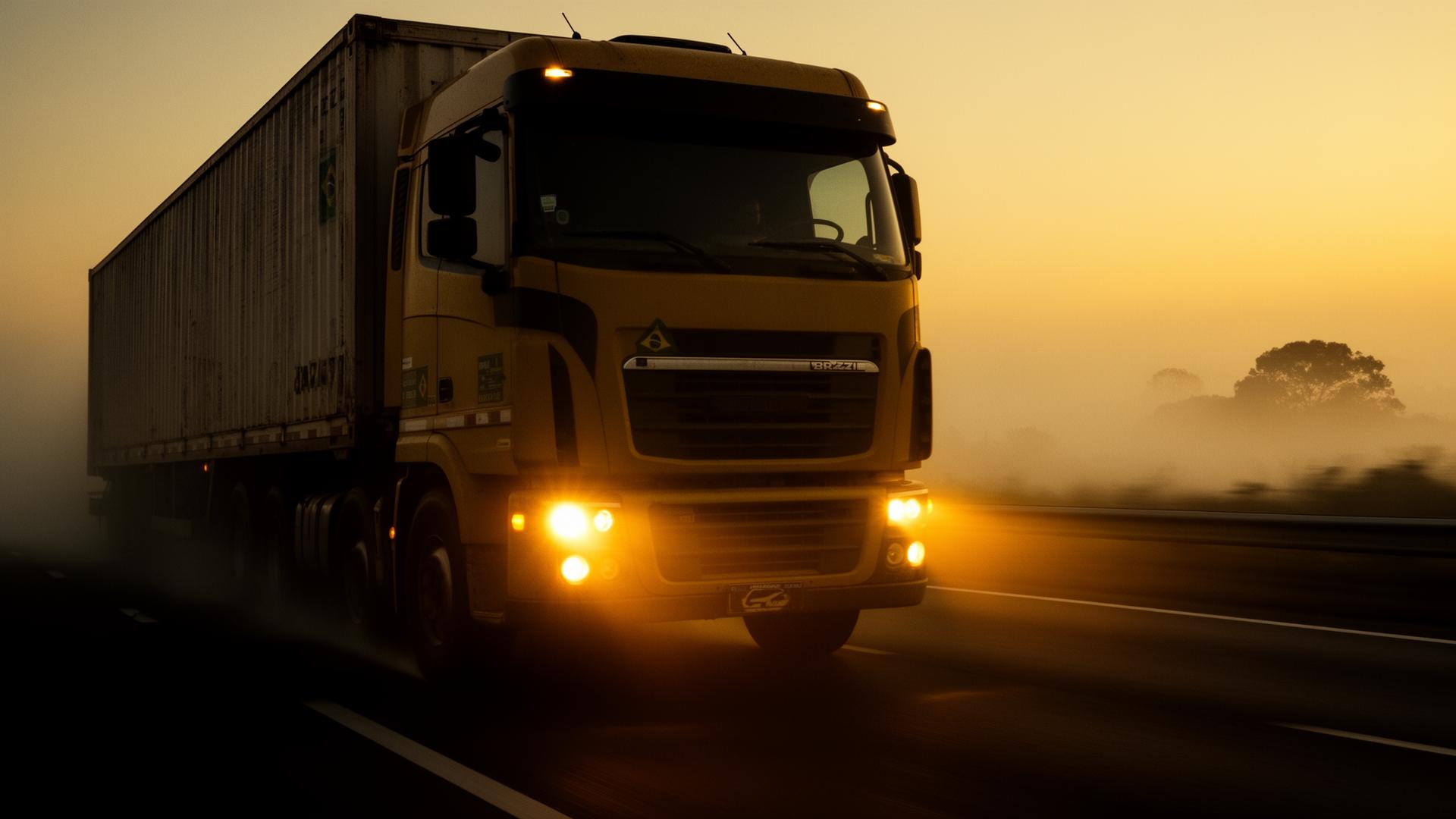 Caminhão em rota logística para transporte de cargas